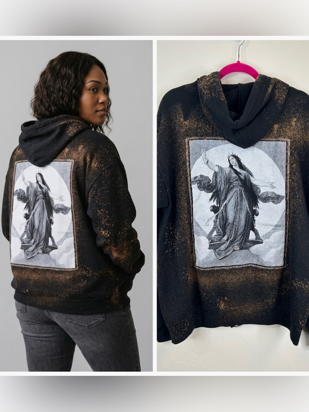 Celestial Goth Hoodie Queen Night Goth Fantasy Zip Up Size L Unisex Ethereal
